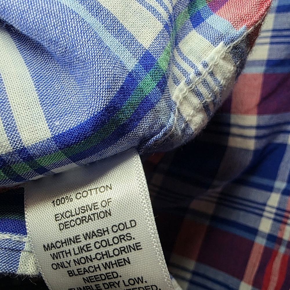 Vineyard Vines Boys Size Large Cotton Madras Plaid Button Up Shirt - Picture 8 of 10